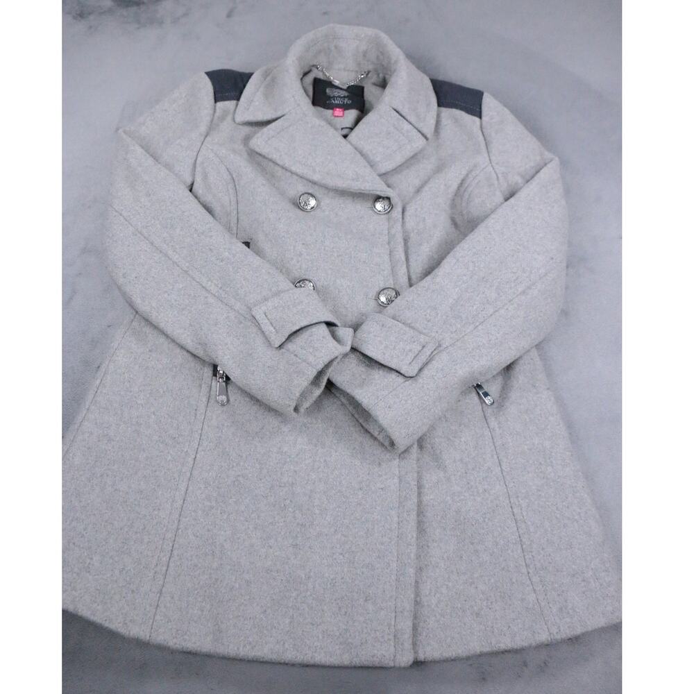 Vince Camuto Womens Peacoat Gray Wool Blend Jacket Double Breasted Petite Small